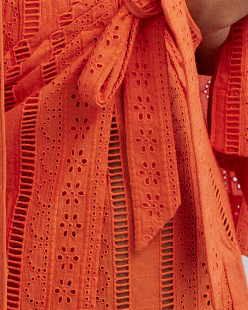 Fiji Wrap Skirt Orange Broderie