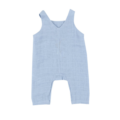 Dusty Blue Solid Muslin Overalls