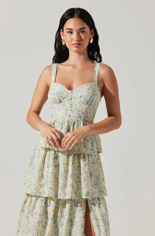 Midsummer Dress Mint Multi Floral