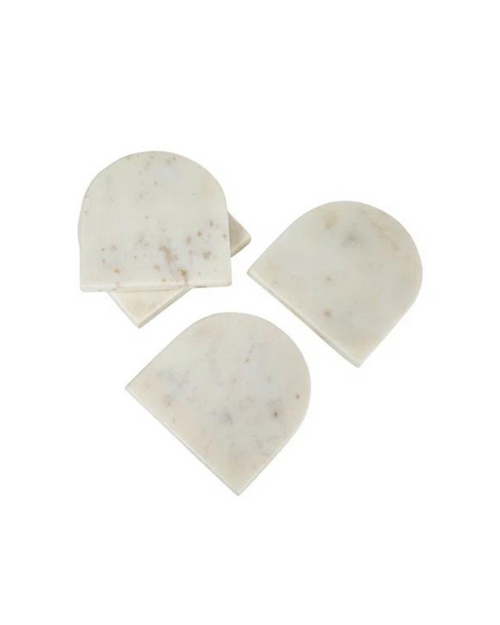 Arched Marble Coasters Set White