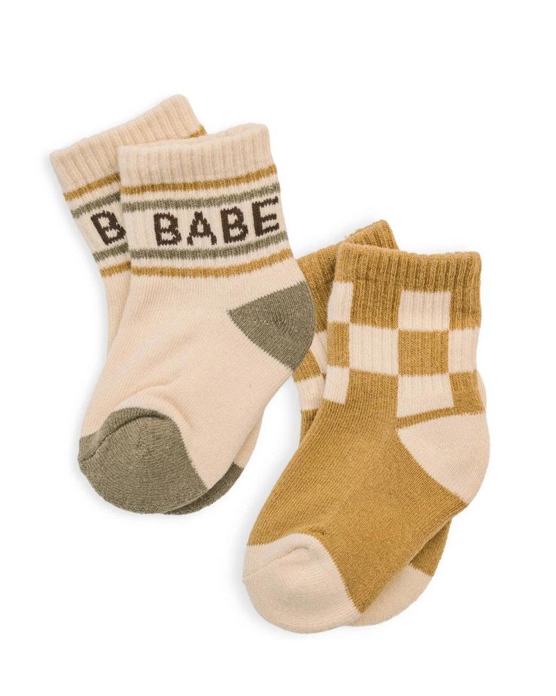 Babe Stripe And Check Sock Set