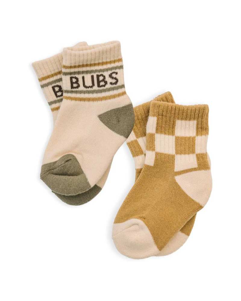 Bubs Stripe And Check Sock Set