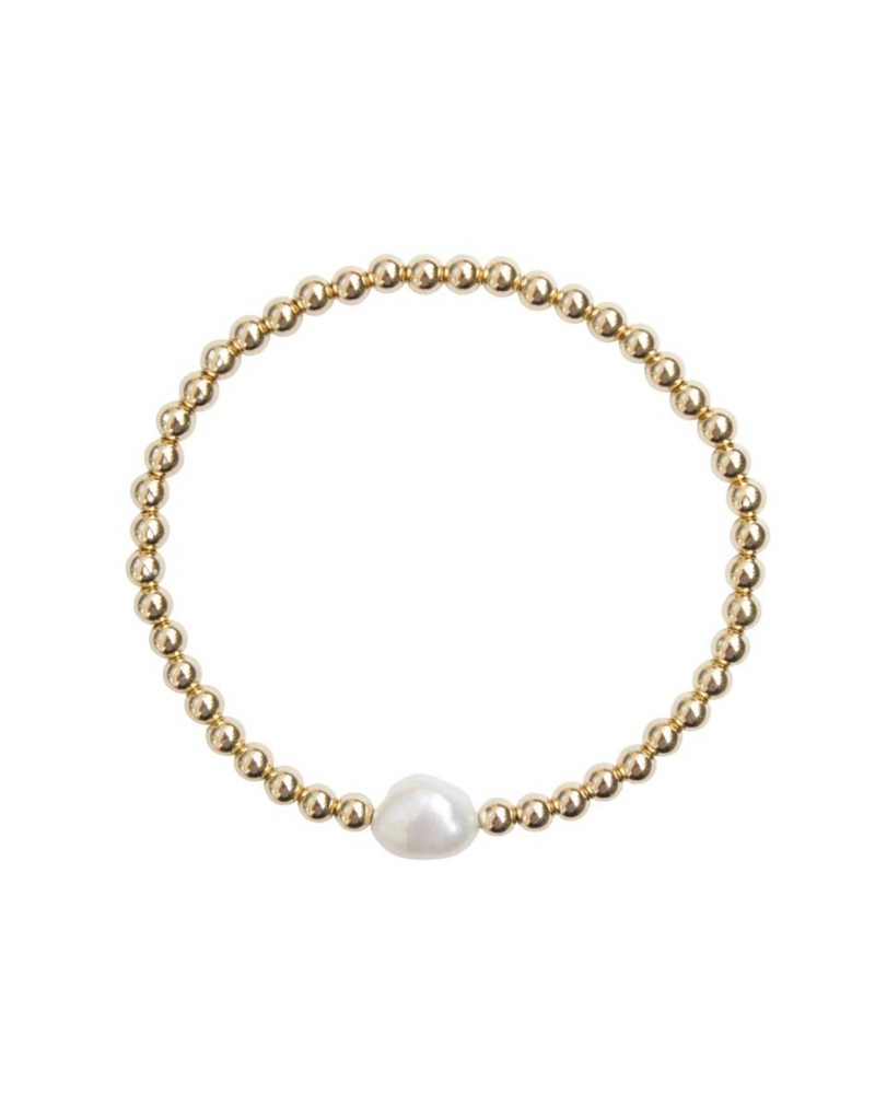 Gold Beaded Bracelet Freshwater Pearl