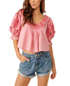 Sophie Embroidered Top Hot Pink