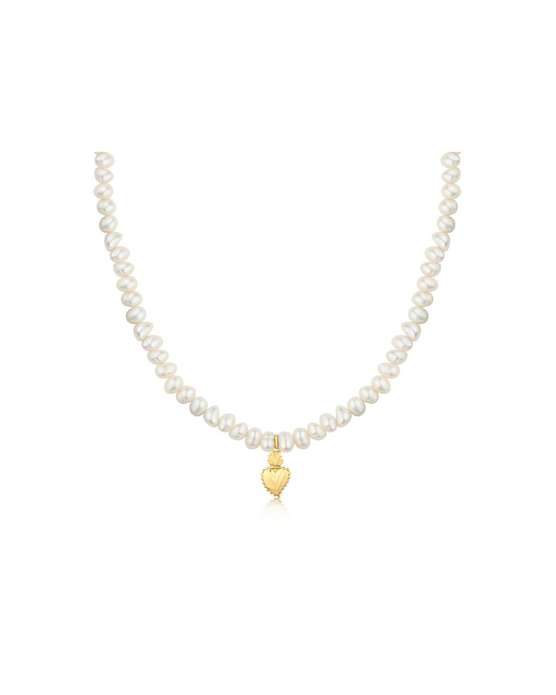 Sacred Heart Pearl Necklace