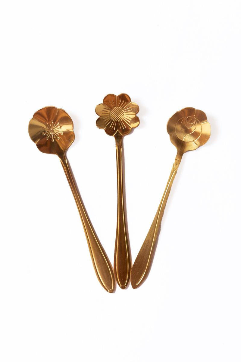 Gold Flower Spoon Set